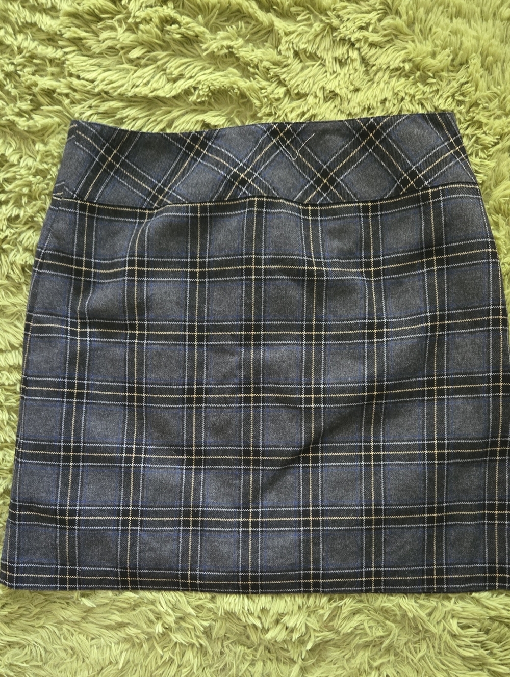 Tribal Gray Plaid Pencil Skirt with Yellow Accents